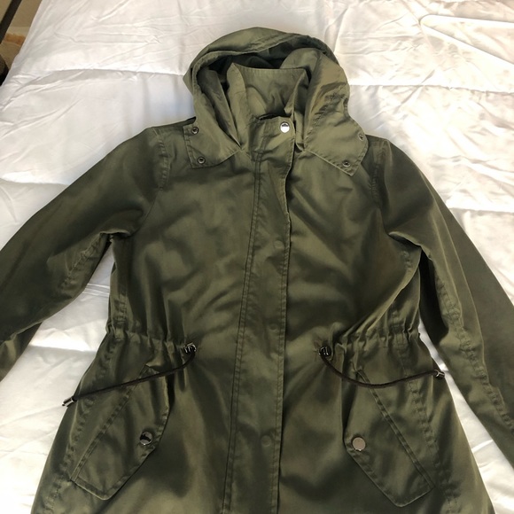 M&S Marks and Spencer military green rain hooded parka - Picture 2 of 10